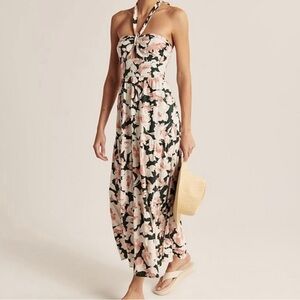 Abercrombie & Fitch Halter Linen Maxi Dress | Size: Medium | Color: Floral